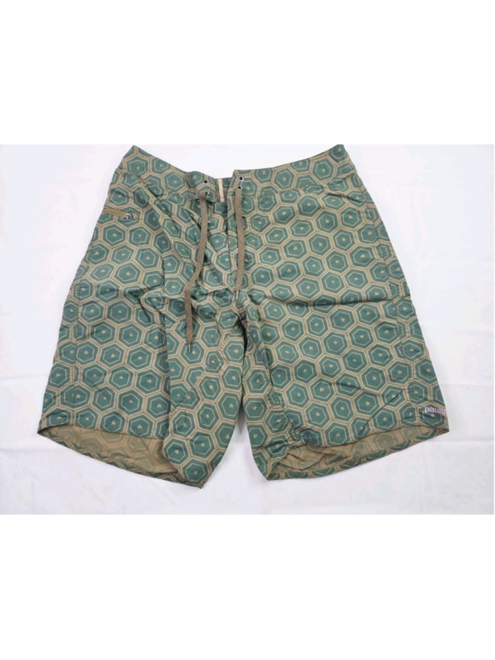 Patagonia Board Shorts Wavefarer Geometric Green Brown Style Men's Size 34